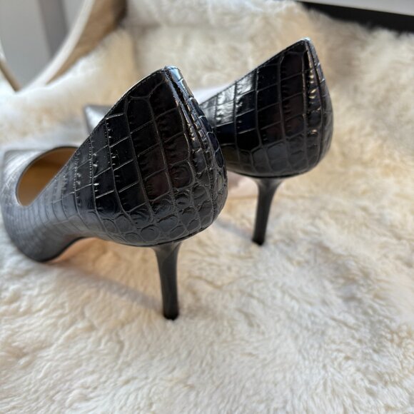 Jimmy Choo Love 85 Gray Croc Embossed Pointed Toe Pumps Size 36 - Picture 4 of 7
